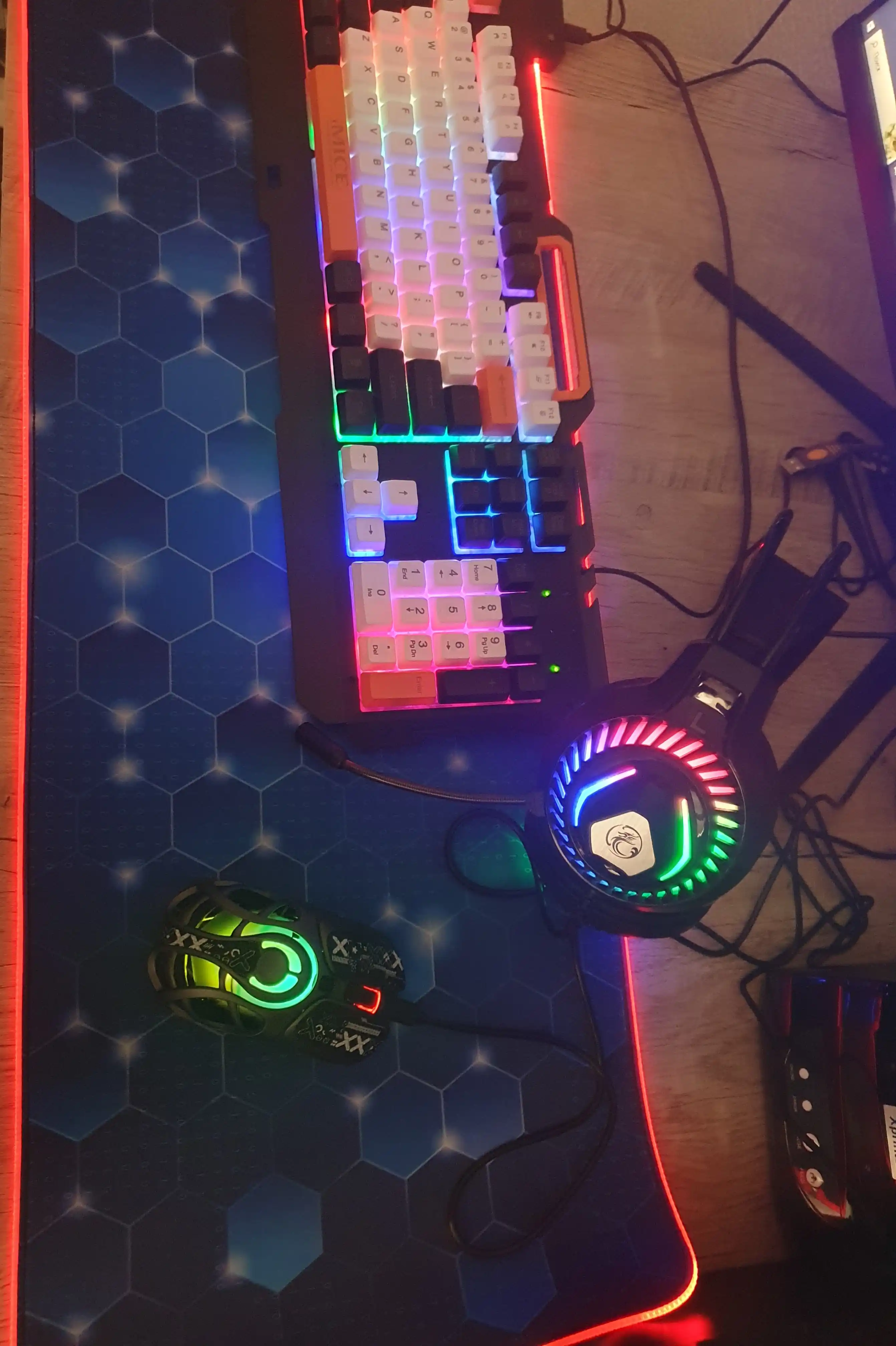 Игровой компьютерный коврик для мыши и клавиатуры, iMICE XXL 80x30 см с RGB-подсветкой