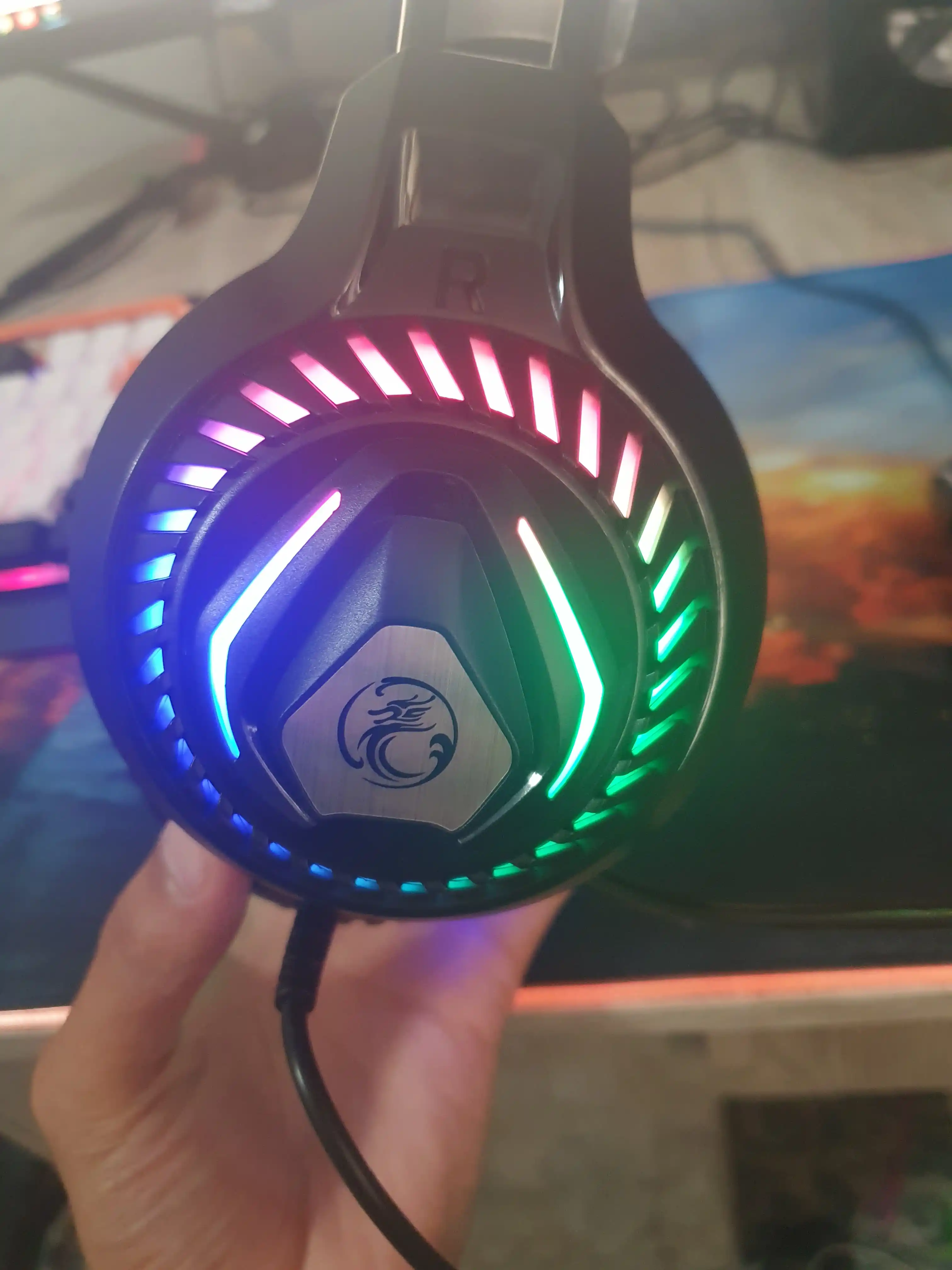 Игровые наушники с микрофоном, проводные, для компьютера и телефона, RGB-подсветкой iMICE