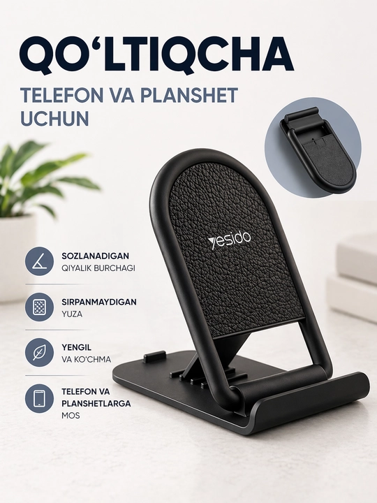 Telefon va planshet ushlagichi, sozlanadigan, buklanadigan telefon ushlagichi
