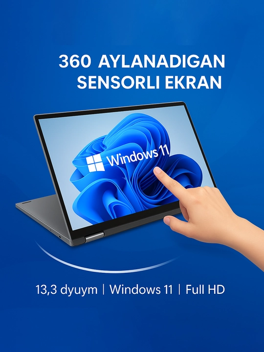 Mediacom Noutbuk, Intel N4000, 4GB RAM, 256GB SSD, 360° Sensorli, 13.3 dyum Ekran