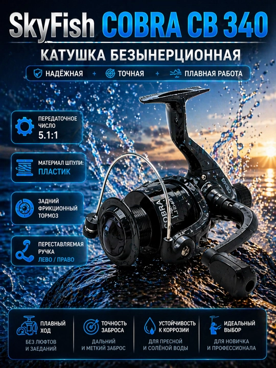 Катушка рыболовная кобра, CB140-CB240-CB340-CB-440-CB540-CB640 - 