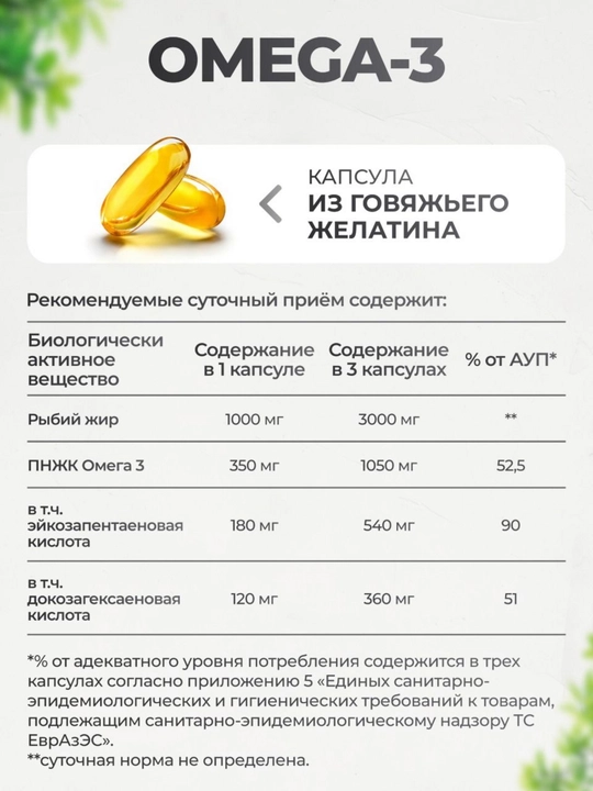 Омега-3, VitaMeal, 1000 мг, 180 капсул