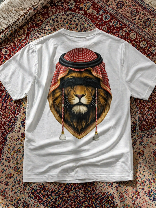 Erkaklar uchun arslon printli futbolka – STRANNIK, street style, kundalik kiyim - 