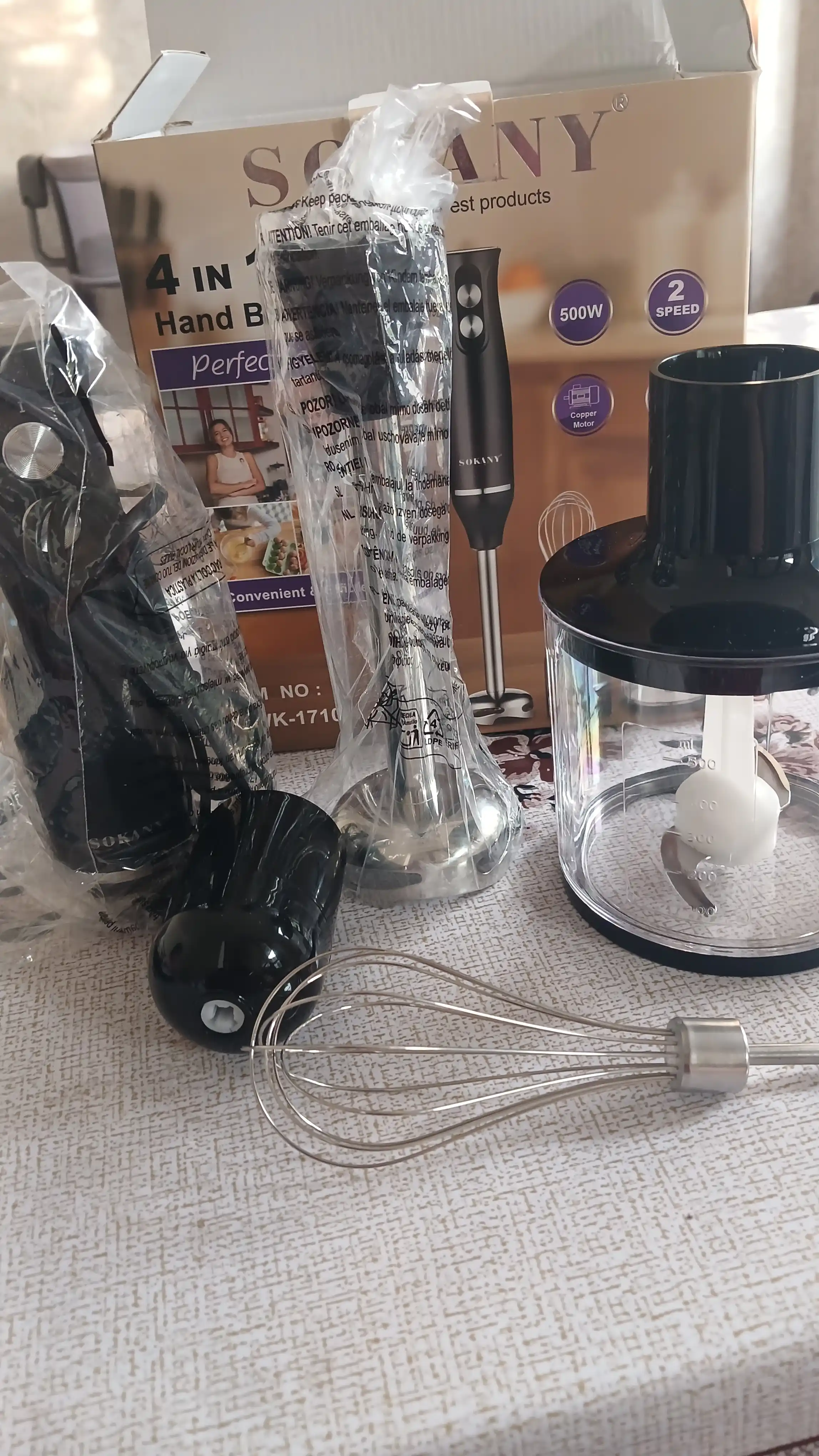 Blender qo'lda, piyola bilan, ko'p funktsiyali 5 tasi 1 da Sokany,nozullar sovg'a sifatida