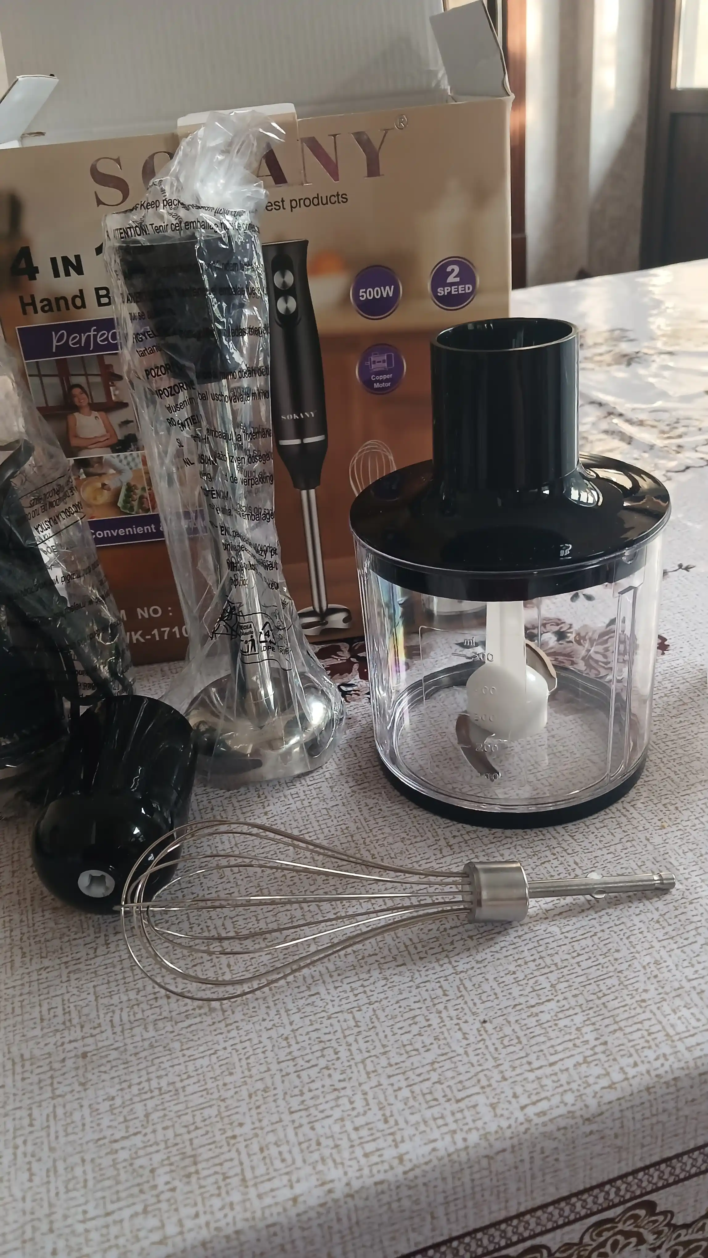 Blender qo'lda, piyola bilan, ko'p funktsiyali 5 tasi 1 da Sokany,nozullar sovg'a sifatida