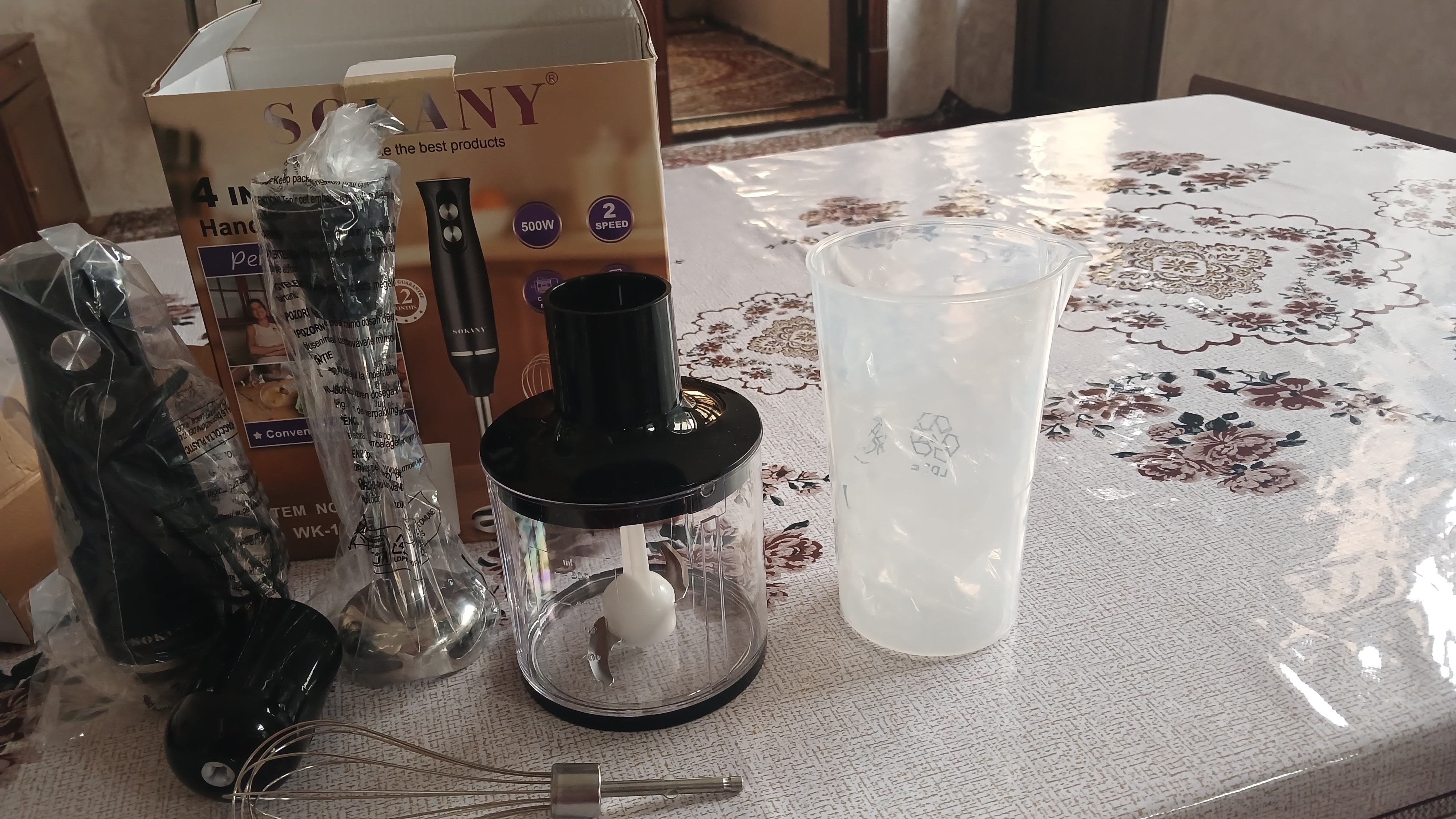 Blender qo'lda, piyola bilan, ko'p funktsiyali 5 tasi 1 da Sokany,nozullar sovg'a sifatida