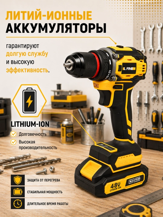 Akkumulyatorlik drel shurupovert LFINE 48V, chotkasiz