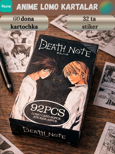 Lomo карты Аниме 60 шт + 32 стикера Genshin, One Piece, Jujutsu, Pokémon и др — 4HOME-2402042-ЧЕРНСТЕ