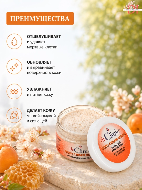 Крем-скраб Dr.Clinic для тела —  мягко обновляет,сглаживает и увлажняет кожу