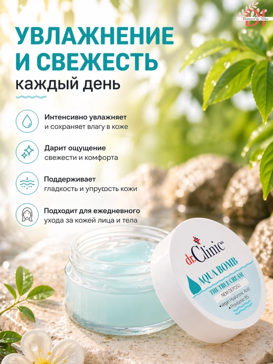 Крем для лица Dr.Clinic Aqua Bomb — интенсивно увлажняющий крем с провитамином B5 - 