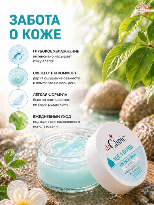 Крем для лица Dr.Clinic Aqua Bomb — интенсивно увлажняющий крем с провитамином B5