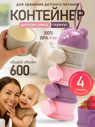 Контейнер для детской смеси, 600 мл — AII-KNTR4ETJ-РОЗОВ
