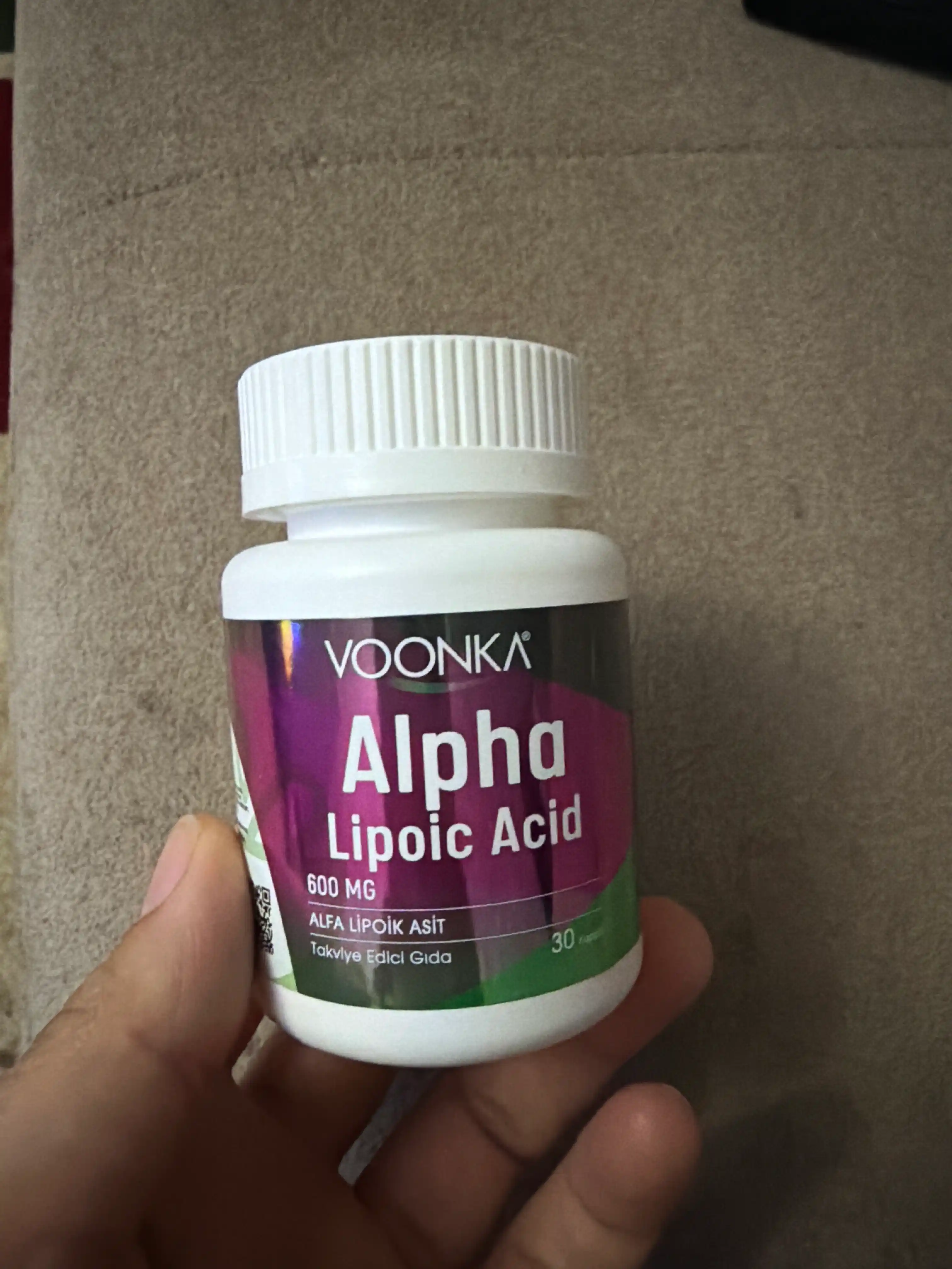 Voonka Alpha Lipoid Acid 600 mg, Alfa lipoy kislotasi, 30 kapsula