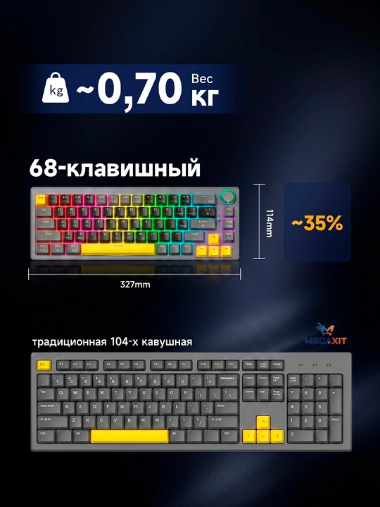 Geymerlar uchun RGB yoritgichli o‘yin klaviaturasi Furycube (mexanik / membranali)