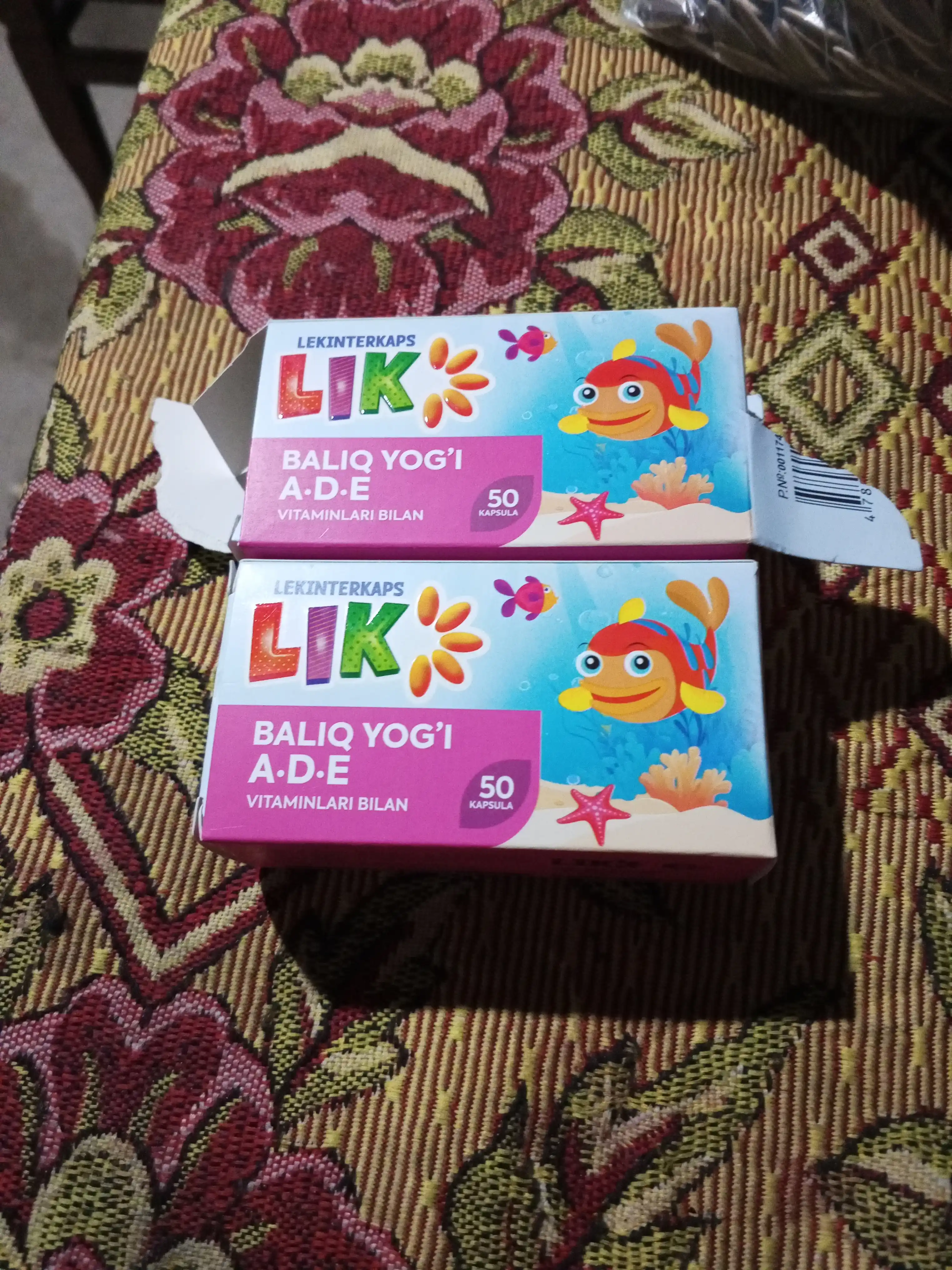 Baliq yog'i "LIK" vitamin A.D.E bilan, 300 mg, 50 kapsula