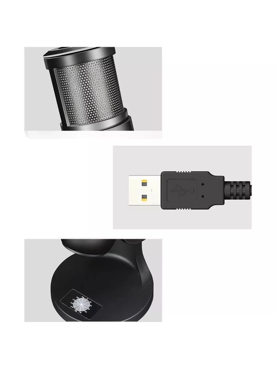 Professional USB mikrofon JMARY MC-PW8, kompyuter, oqim, studiya, qora uchun