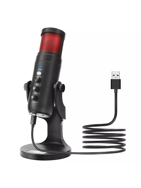 Professional USB mikrofon JMARY MC-PW8, kompyuter, oqim, studiya, qora uchun - 