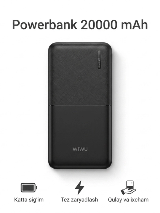 Powerbank 10000-20000mA/soat, tashqi akkumulyator, tez quvvatlash, telefon uchun powerbank - 