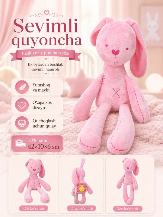 Yumshoq va yoqimli sevimli oyinchoq