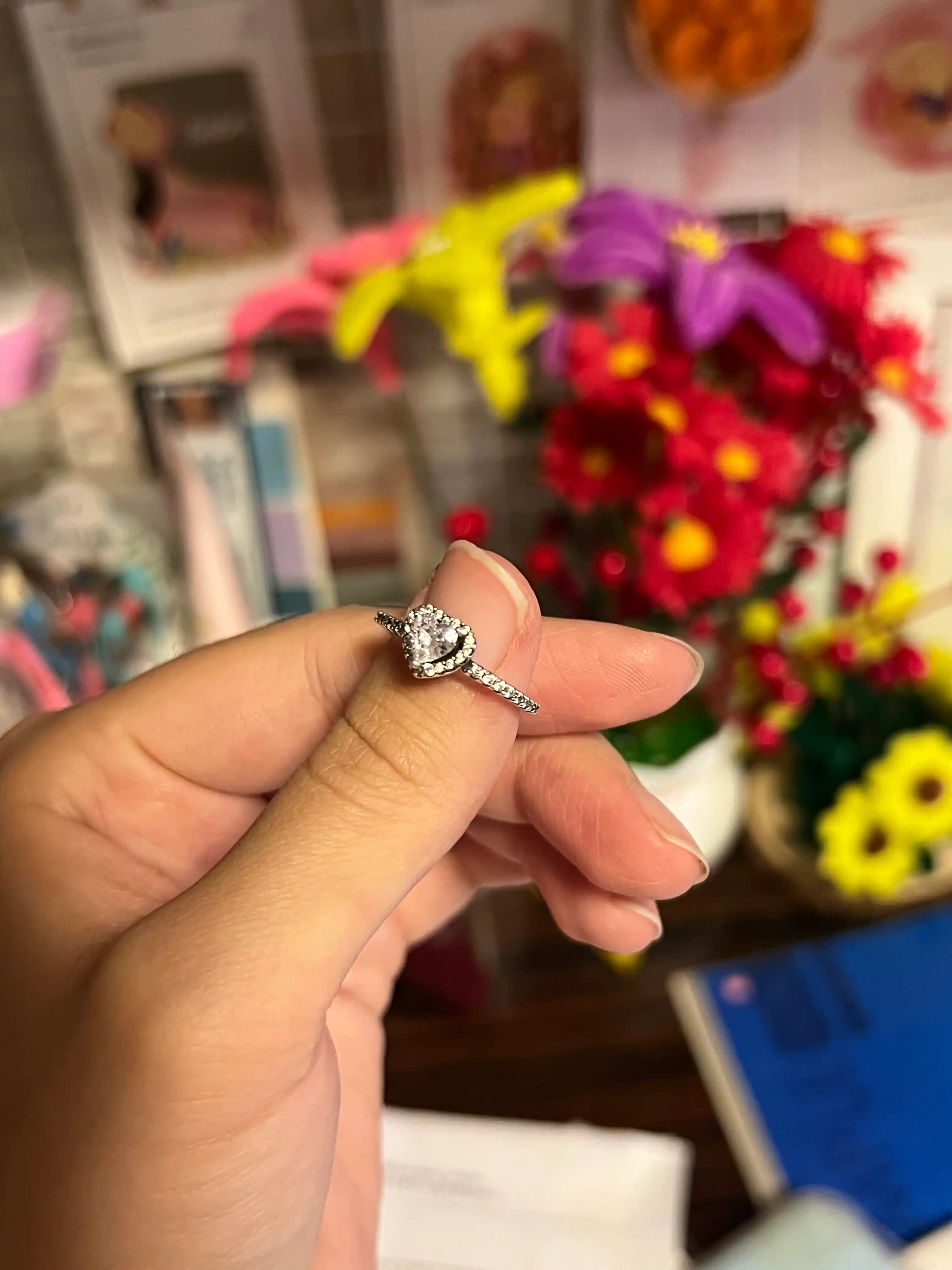 Кольцо Pandora «Сердце» женское, бижутерия из нержавеющей стали, классическое