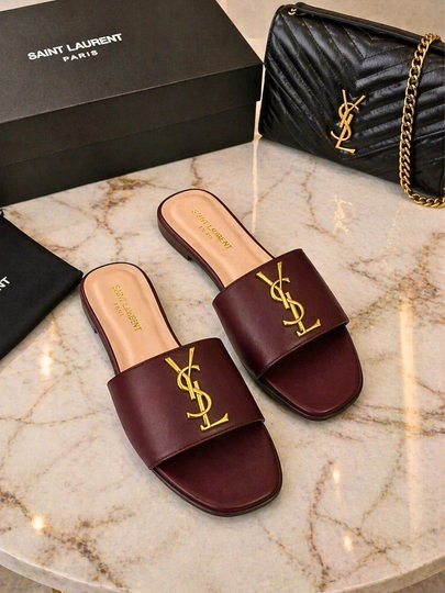 Женские и девичьи тапочки в стиле YSL – летняя обувь, брендовые тапочки для девушек — BREND00-YSL1-ТЕМНБОР-37