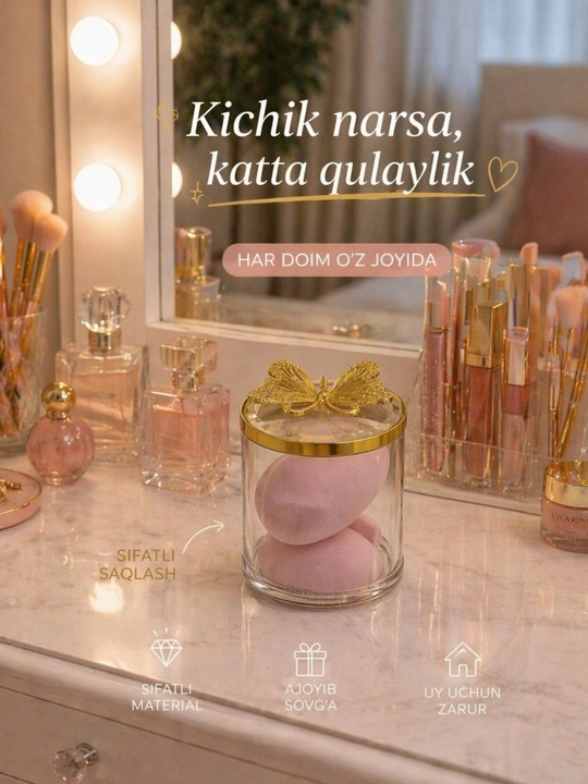 Dekorativ shisha organizer makeup gubkalar uchun - 