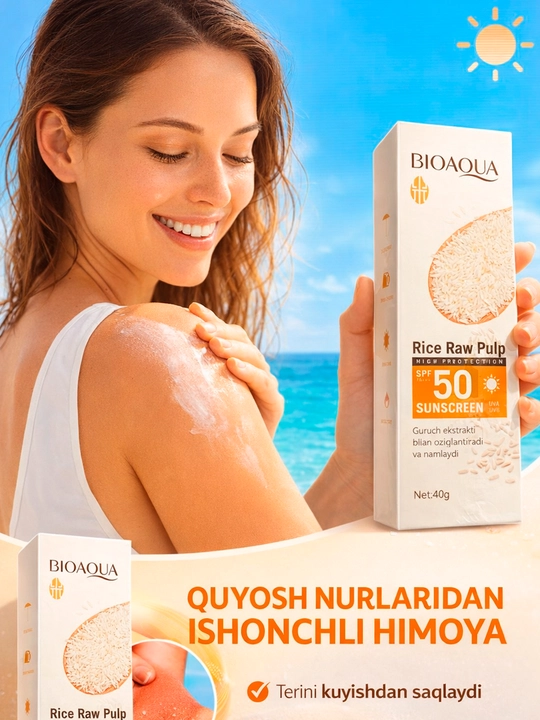 Quyoshdan himoya kremi Korea BIOAQUA Rice Raw Pulp - 