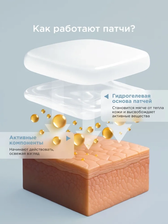 VOIS Патчи для глаз от отеков, темных кругов: коллаген, витамин А, частички золота, 80 шт