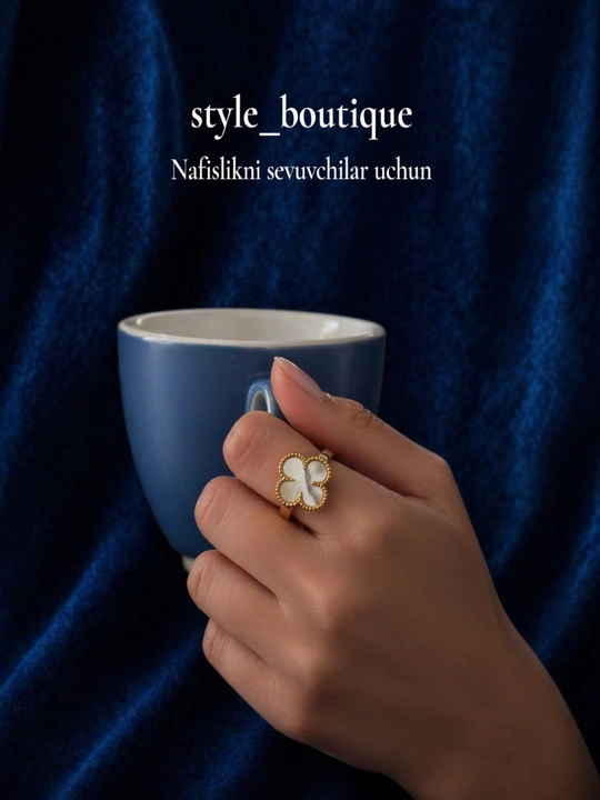 Женское кольцо Clover Style с белым камнем из нержавеющей стали - 