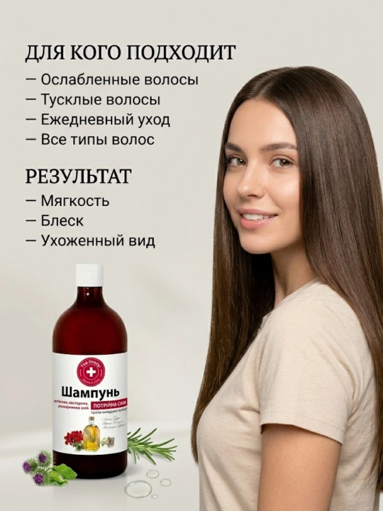 Шампунь против выпадения волос, тройная сила, домашний доктор, 1000 мл
