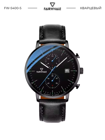 Мужские кварцевые наручные часы Mark Fairwhale FW-5400 LUMINOR в подарочной коробке — MRWATCH-FW5400-ЧЕРН