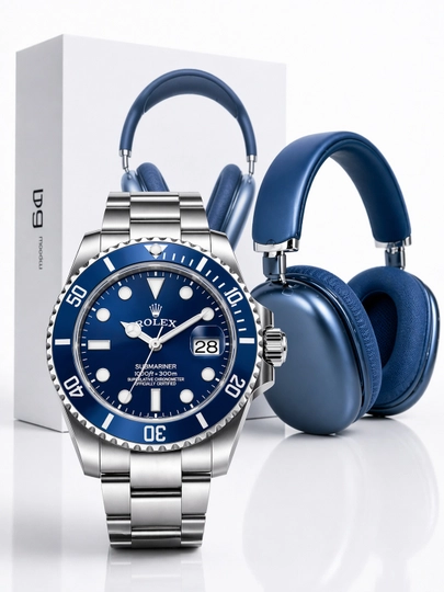Подарочный набор: часы Rolex + беспроводные наушники P9 — RSAVDO1-1995-ТЕМНСИН