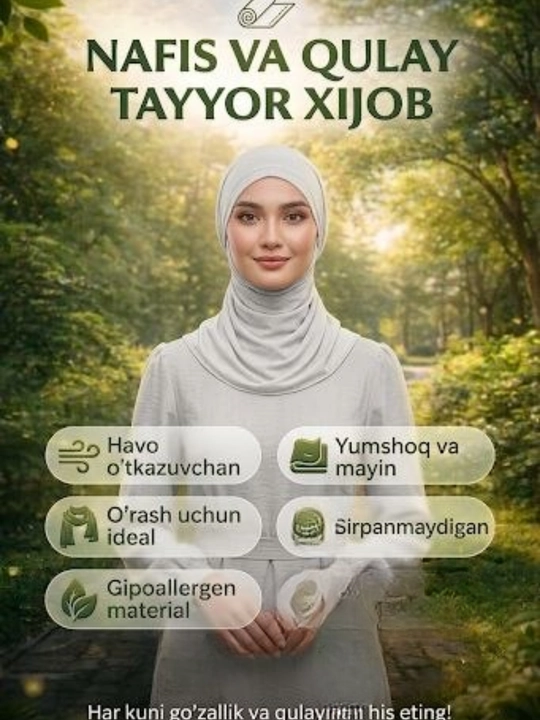 Chechenka xijob ro'moli o'rash uchun qulay onson kiyiladigan xijob ro'mol sport ro'moli