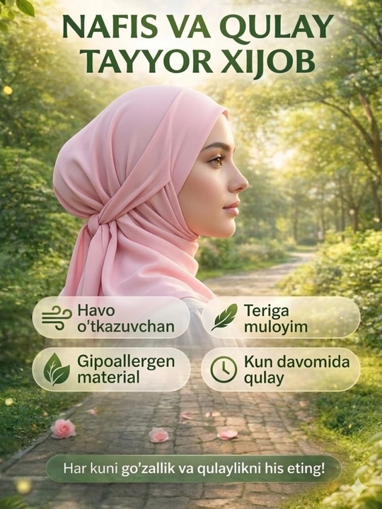 Chechenka xijob ro'moli o'rash uchun qulay onson kiyiladigan xijob ro'mol sport ro'moli