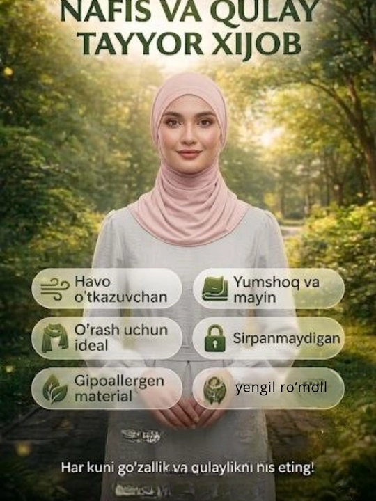 Chechenka xijob ro'moli o'rash uchun qulay onson kiyiladigan xijob ro'mol sport ro'moli