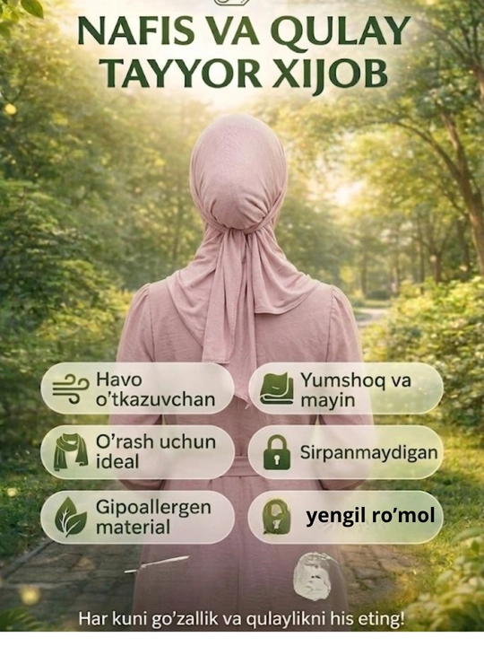 Chechenka xijob ro'moli o'rash uchun qulay onson kiyiladigan xijob ro'mol sport ro'moli