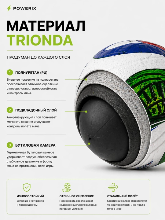 Futbol to‘pi, 5-o‘lcham, jahon chempionati uslubida, ko‘cha va zal uchun, trionda