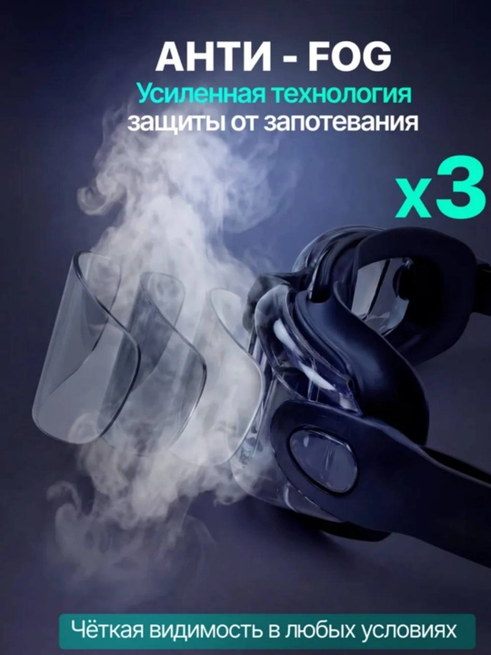 Детские очки для плавания 3-12 лет антифог UV защита с берушами