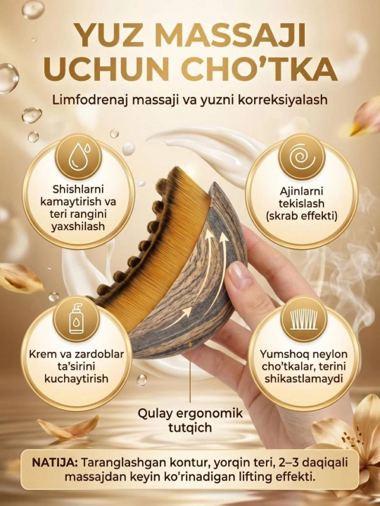 Massaj cho'tkasi, Yuz massajeri – lifting, gua sha va limfa drenaj effekti