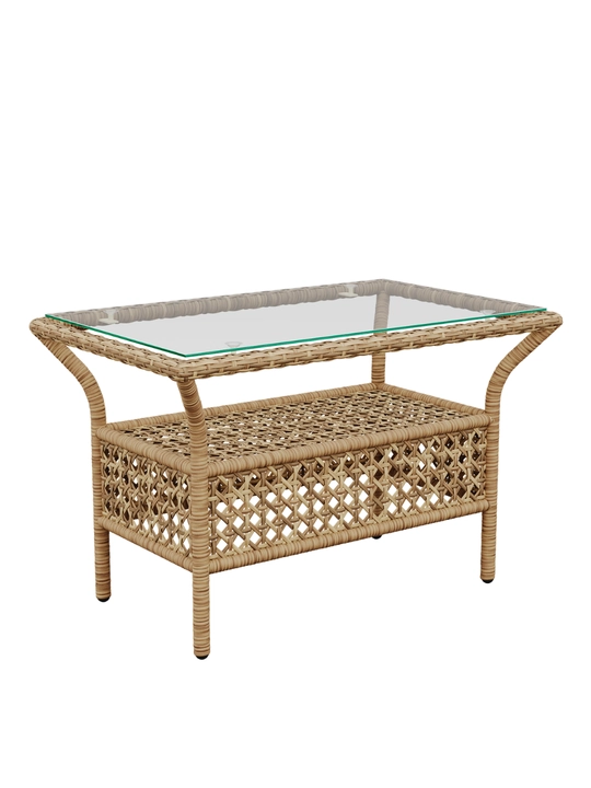 Bog‘ uchun kofe stoli AIKO Gracia, rattan, shisha, bog‘ mebellari, 80x50x51 sm