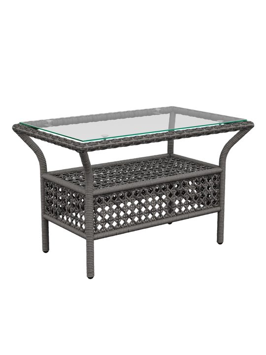 Bog‘ uchun kofe stoli AIKO Gracia, rattan, shisha, bog‘ mebellari, 80x50x51 sm