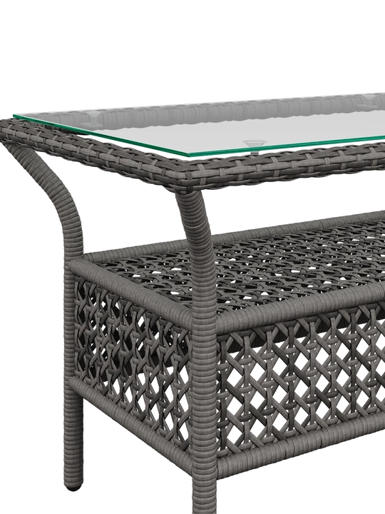 Bog‘ uchun kofe stoli AIKO Gracia, rattan, shisha, bog‘ mebellari, 80x50x51 sm