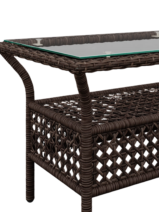 Bog‘ uchun kofe stoli AIKO Gracia, rattan, shisha, bog‘ mebellari, 80x50x51 sm
