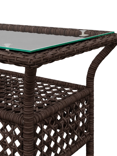 Bog‘ uchun kofe stoli AIKO Gracia, rattan, shisha, bog‘ mebellari, 80x50x51 sm