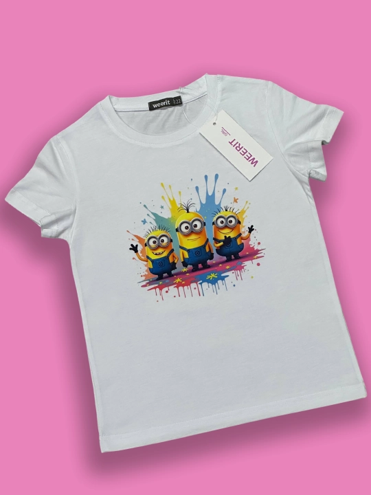 Детская футболка WEERIT MINIONS 100% хлопок, для мальчиков и девочек 4–11 лет