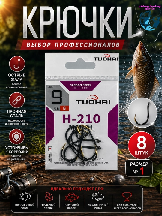 Крючок для рыбалки TUOHAI H-210 - 