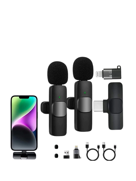 Беспроводной микрофон, 2 в 1, для iPhone и Android, петличка с шумоподавлением - 