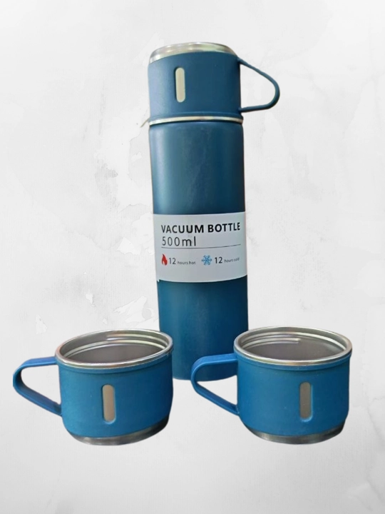 Ichimlik uchun termos - termokrujka, 3 ta stakanli sovg'alar to'plami, 500 ml - 