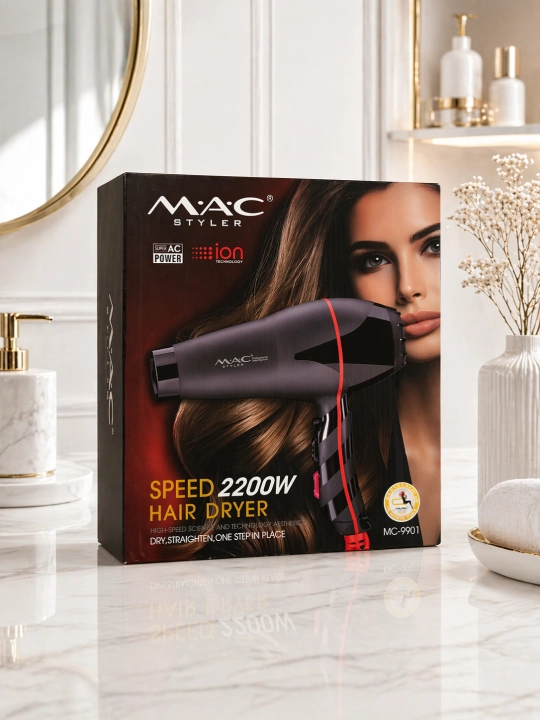 Фен для волос MAC Styler, профессиональный фен 2200W, 3 режима, 2 насадки