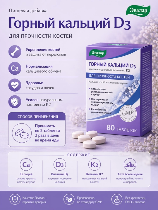 Горный кальций D3 таблетки, №80 - 